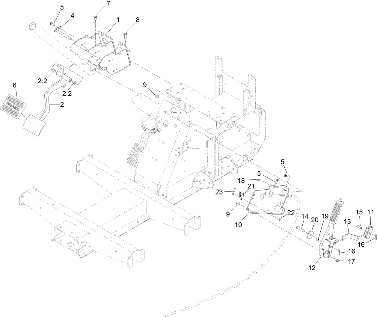 Brake Pedal and Parking Brake Lever Assembly