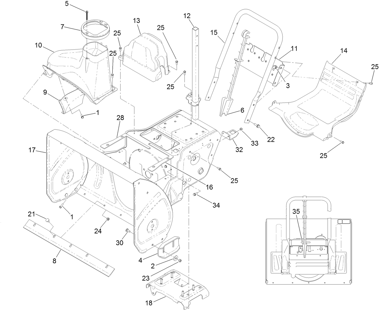 Main Frame and Auger Housing Assembly
