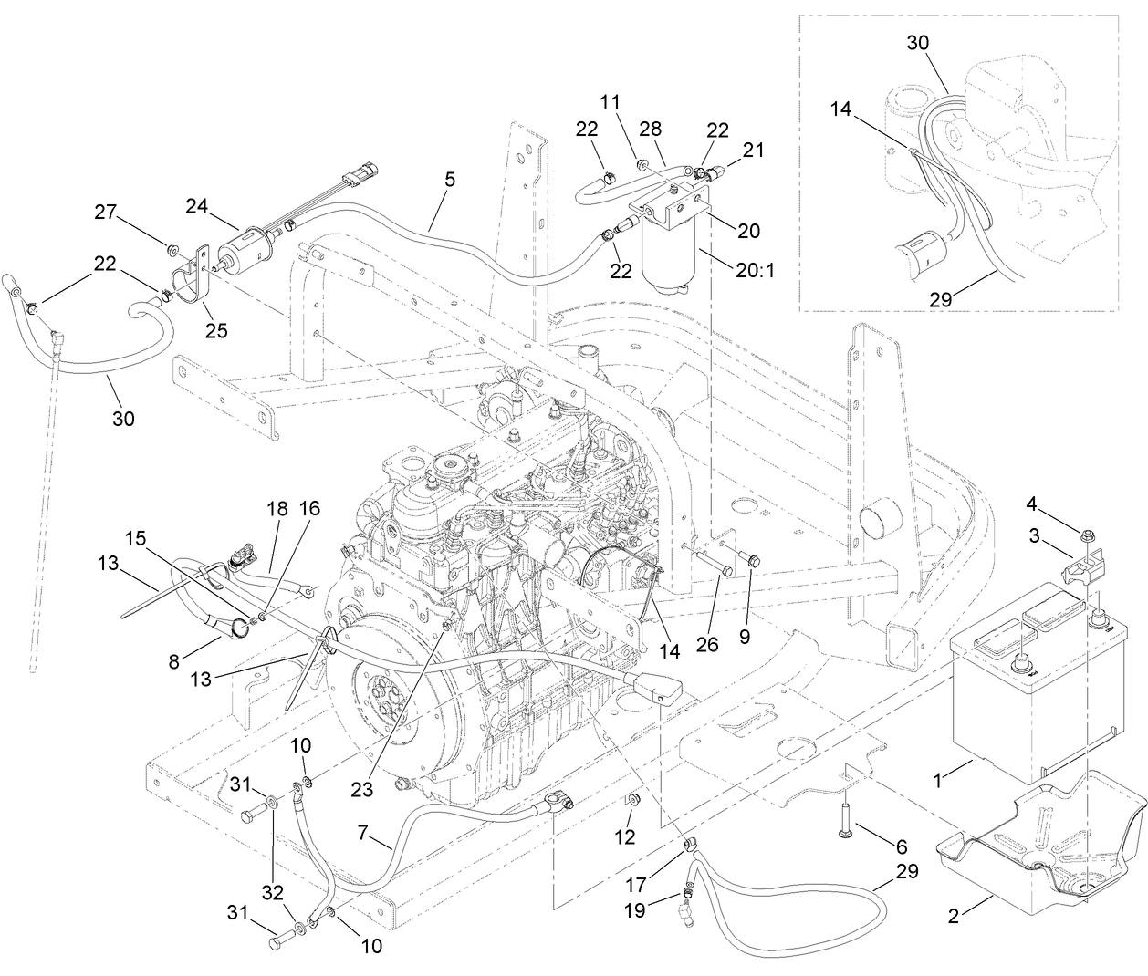 Battery and Fuel Delivery Assembly