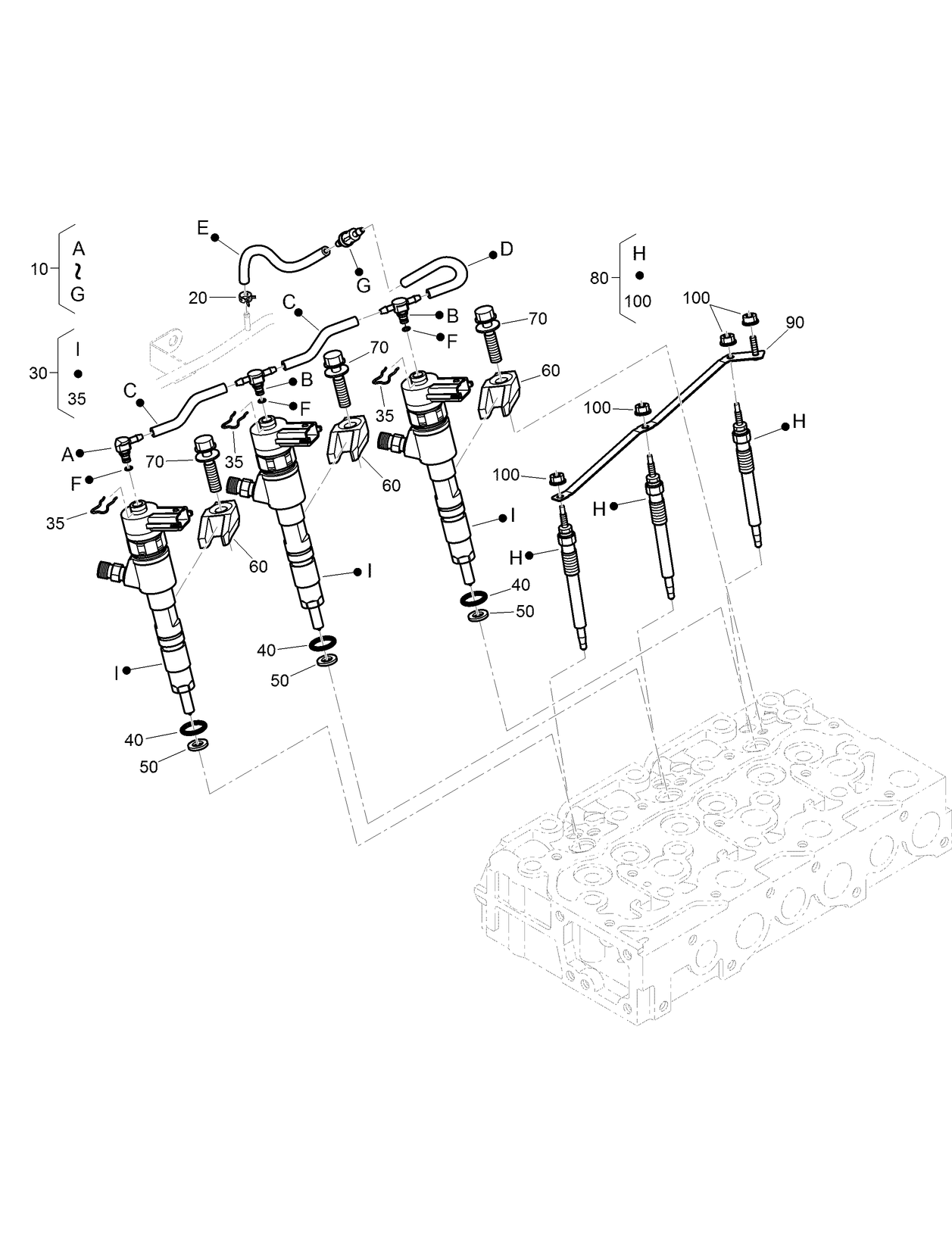 Injector and Glow Plug Assembly