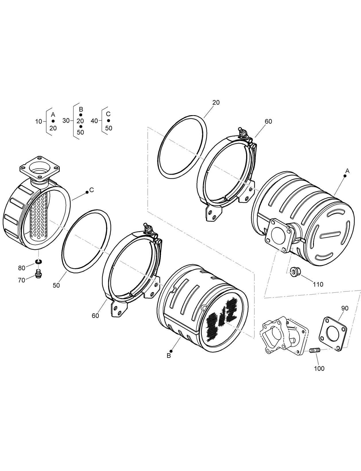 Diesel Oxidation Catalyst Muffler Assembly