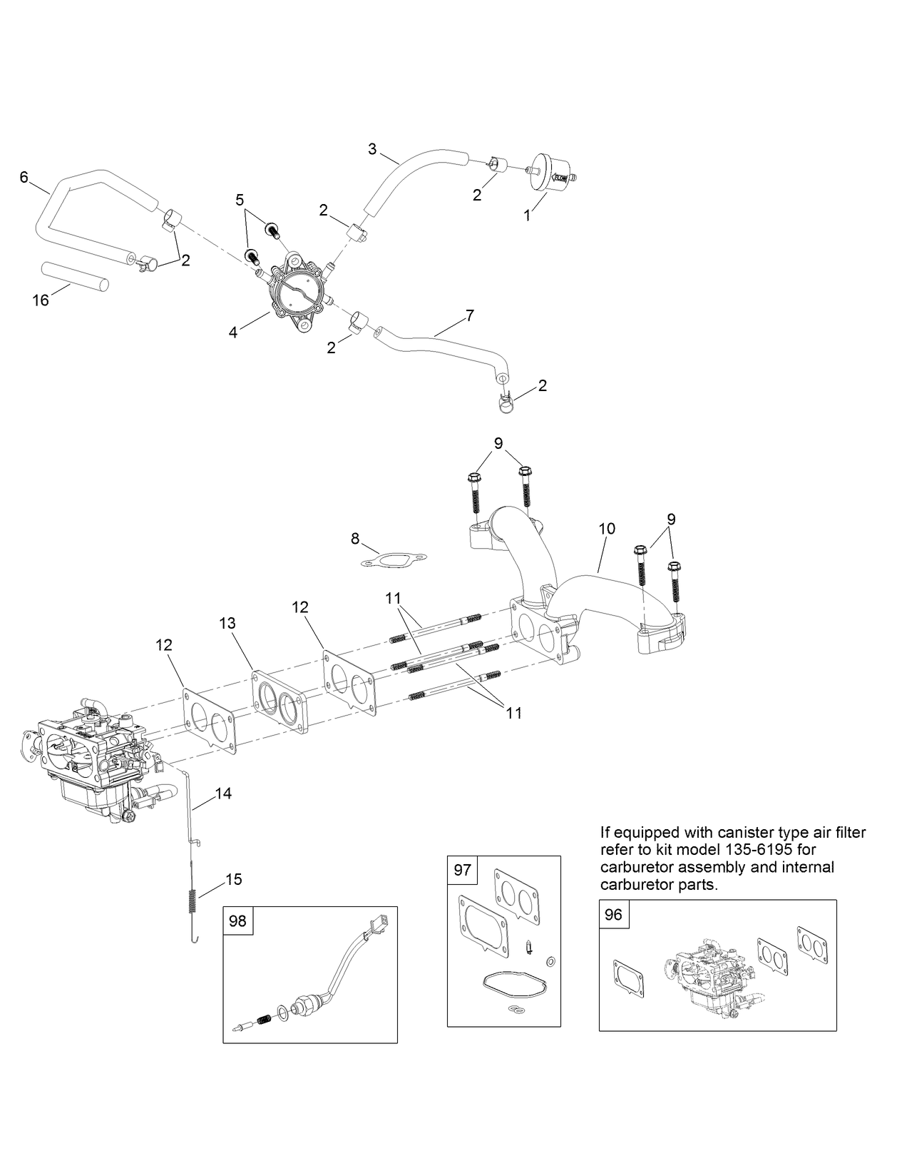 Fuel System Assembly  with Non-Canister Style Air Filter