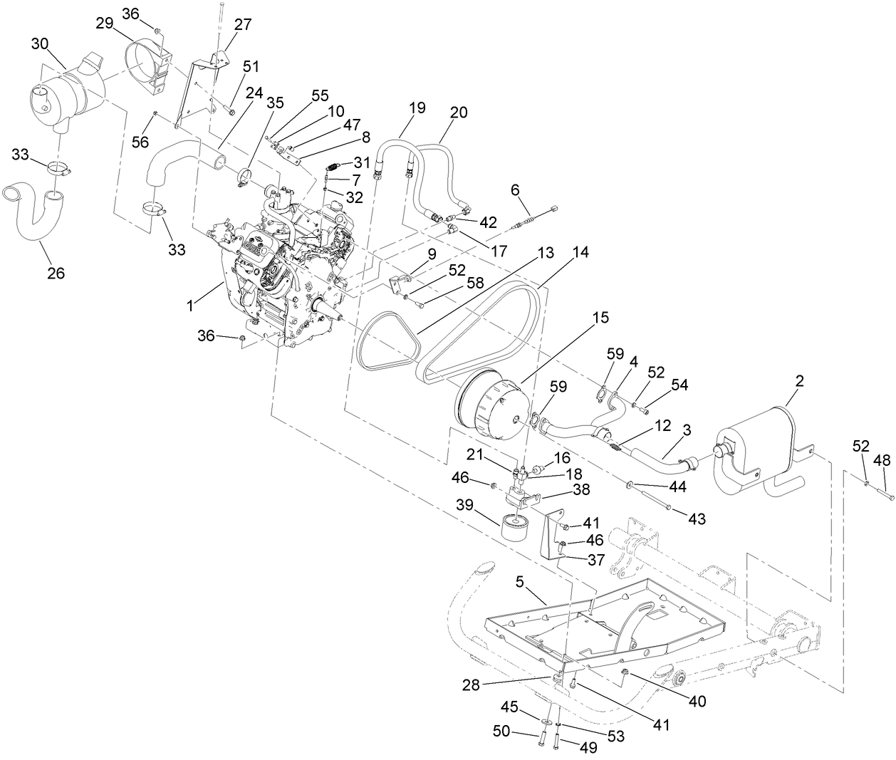 Engine, Clutch and Air Cleaner Assembly