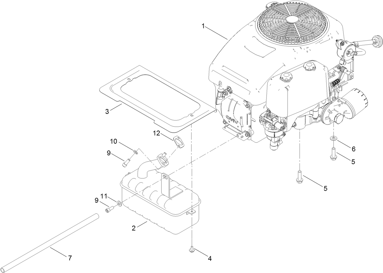 Engine and Muffler Assembly