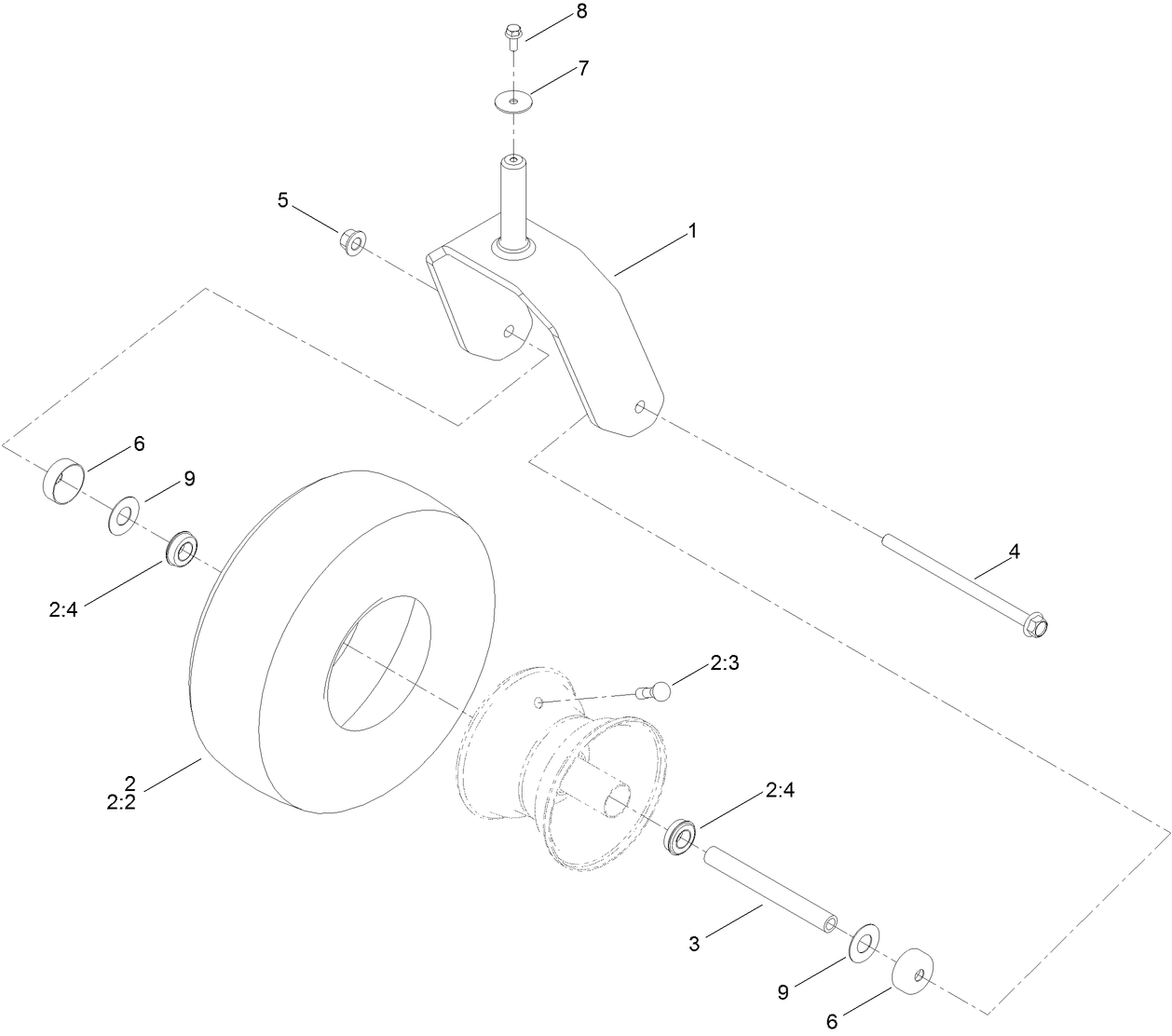 Fork and Caster Wheel Assembly