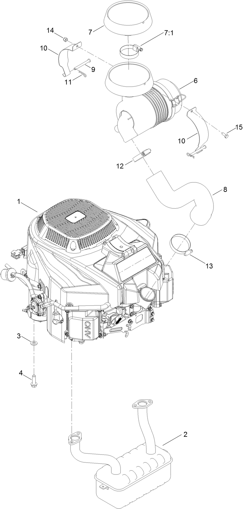 Engine and Muffler Assembly