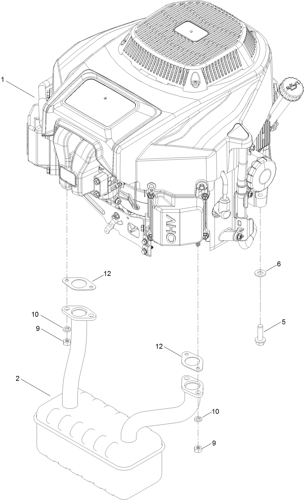 Engine and Muffler Assembly