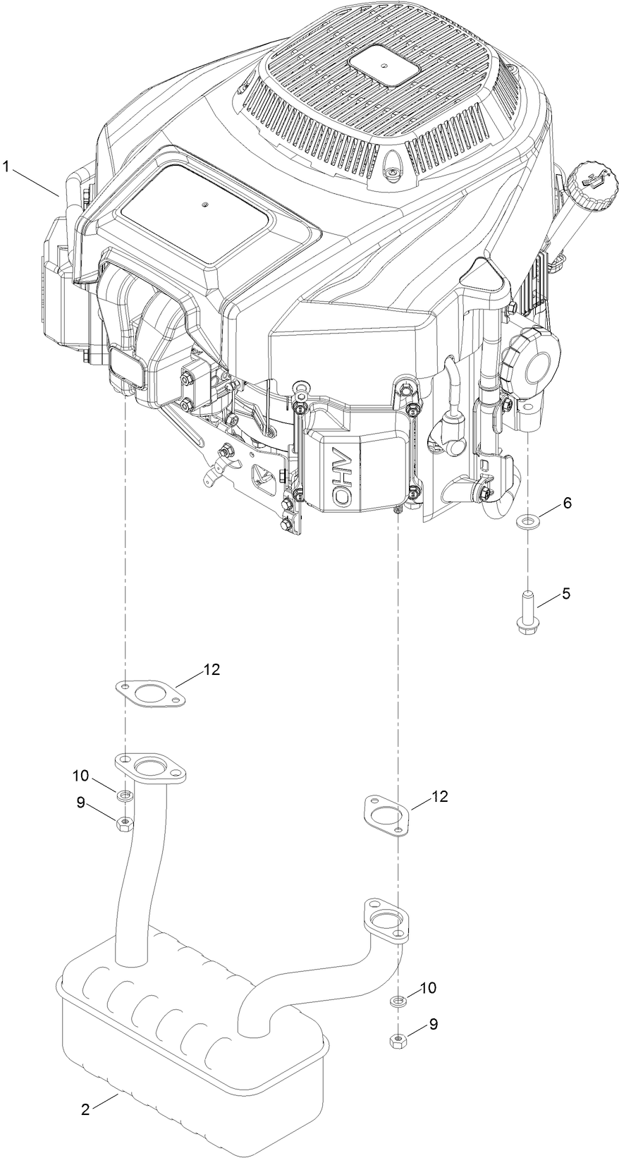 Engine and Muffler Assembly