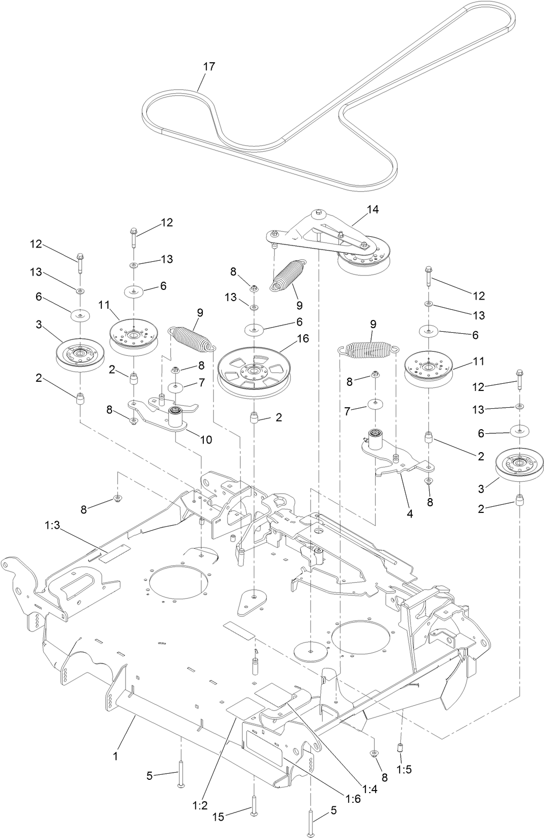 Center Deck Belt Drive Assembly