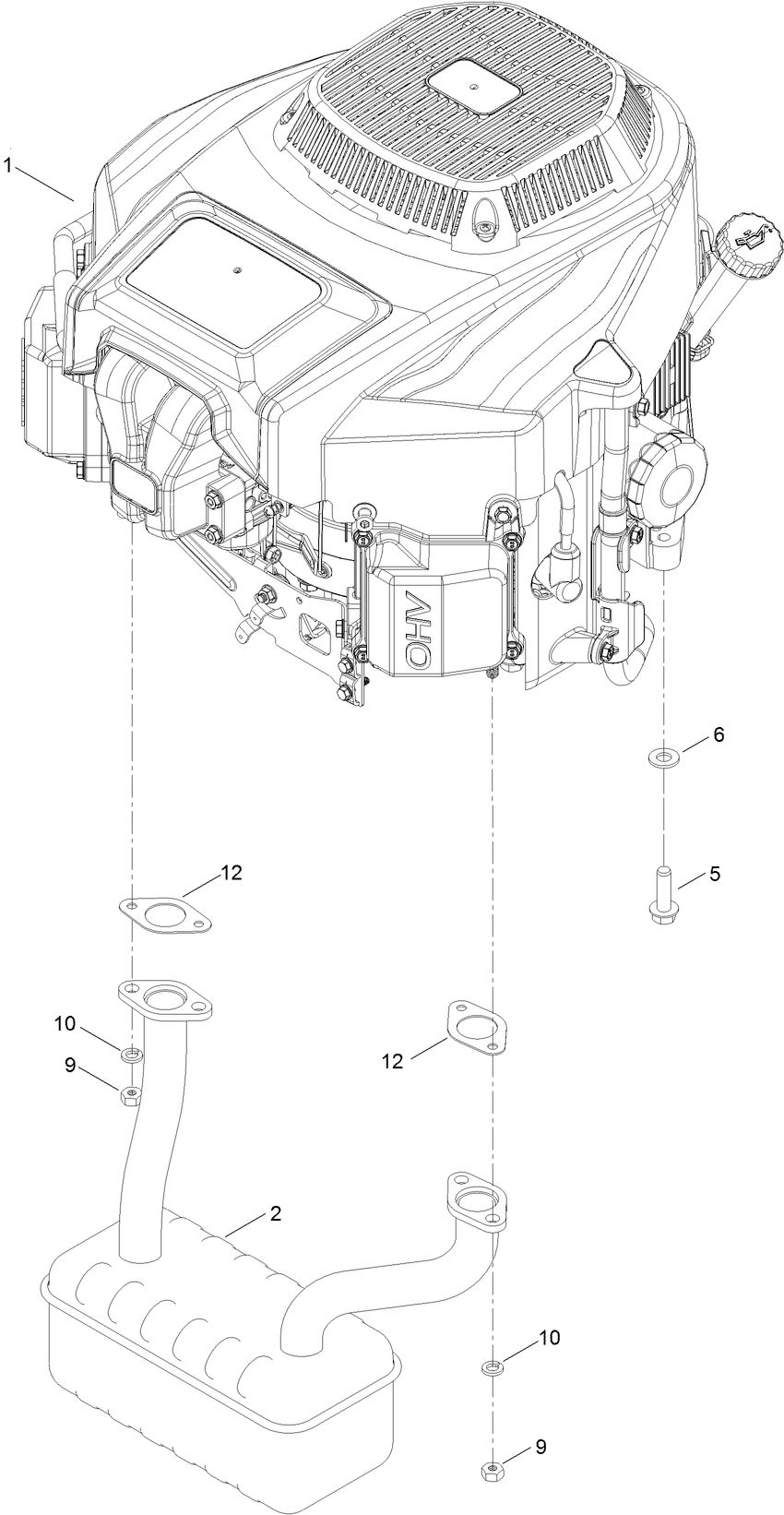 Engine and Muffler Assembly