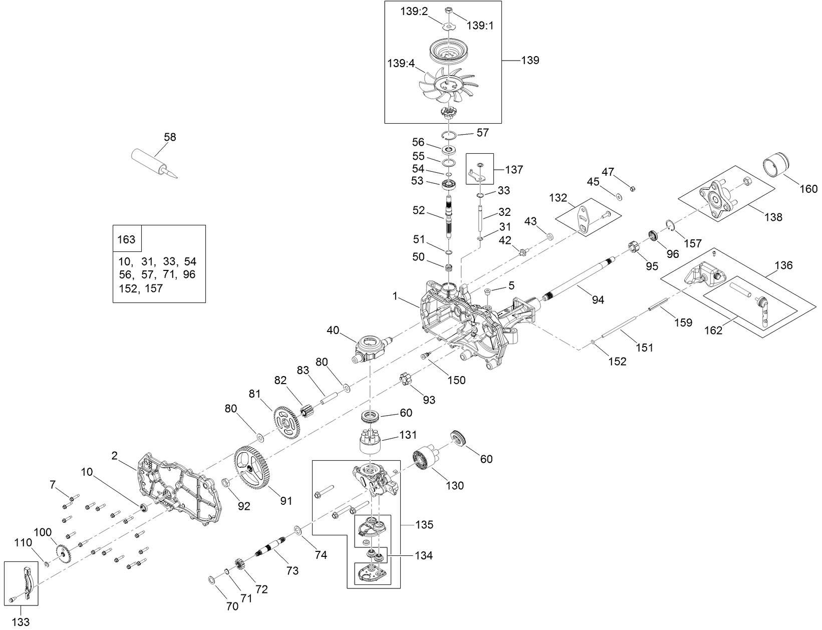 LH Hydro Transmission Assembly No. 139-7450