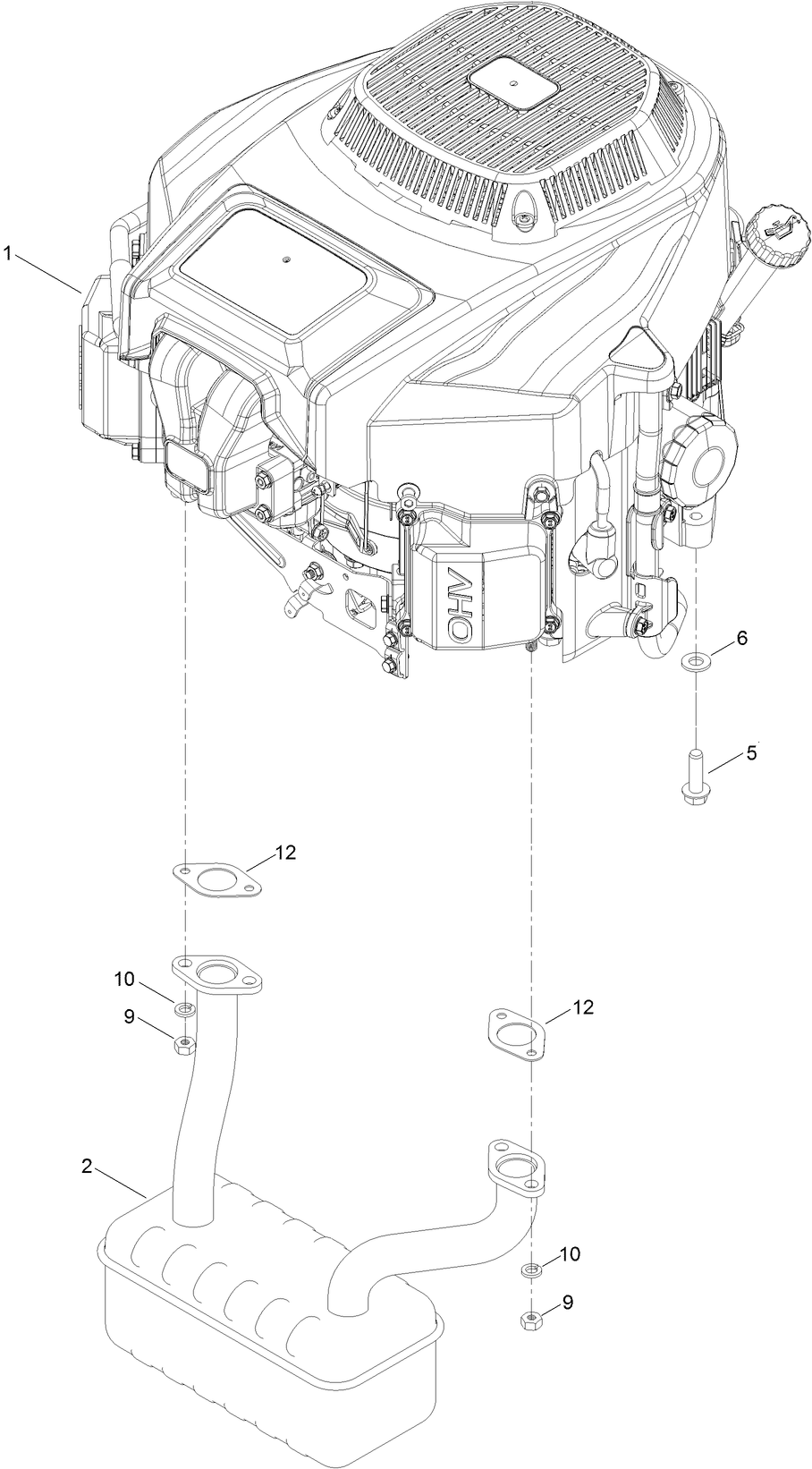 Engine and Muffler Assembly