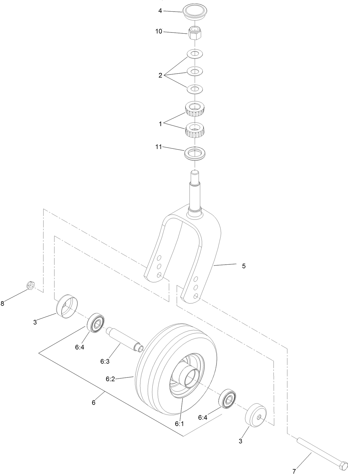 Rear Caster Wheel Assembly
