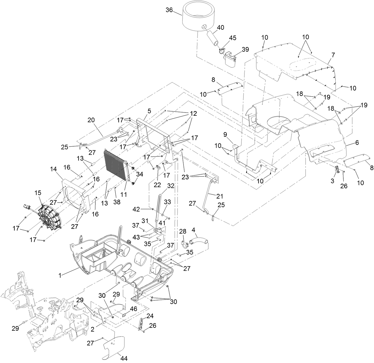Hood and Oil Cooler Assembly