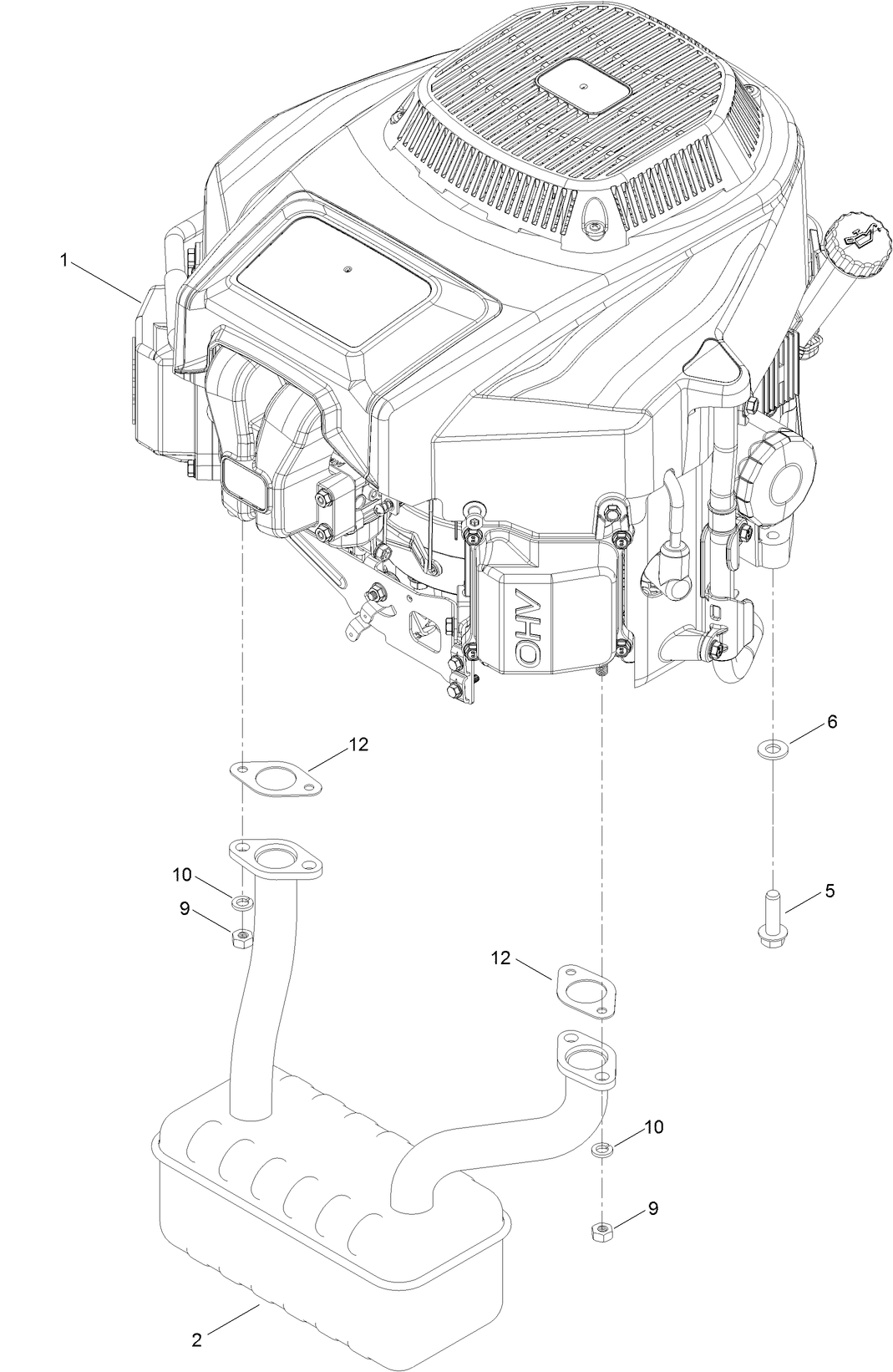 Engine and Muffler Assembly
