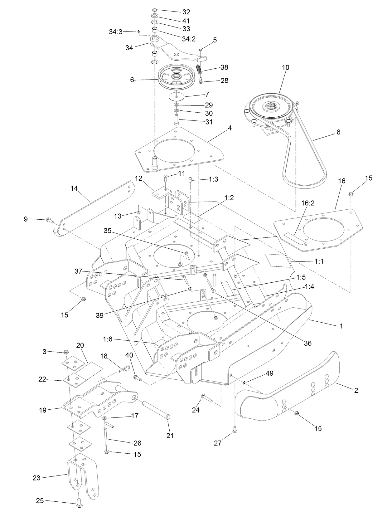 Left Deck, Idler and Skid Assembly