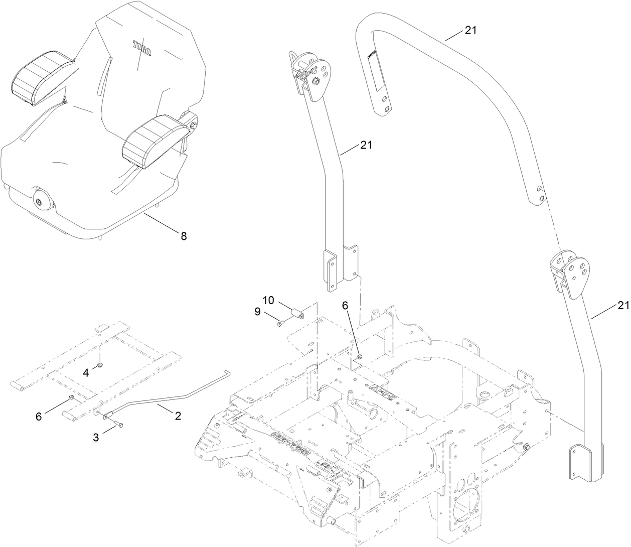 Seat and Roll-Over Protection System Assembly