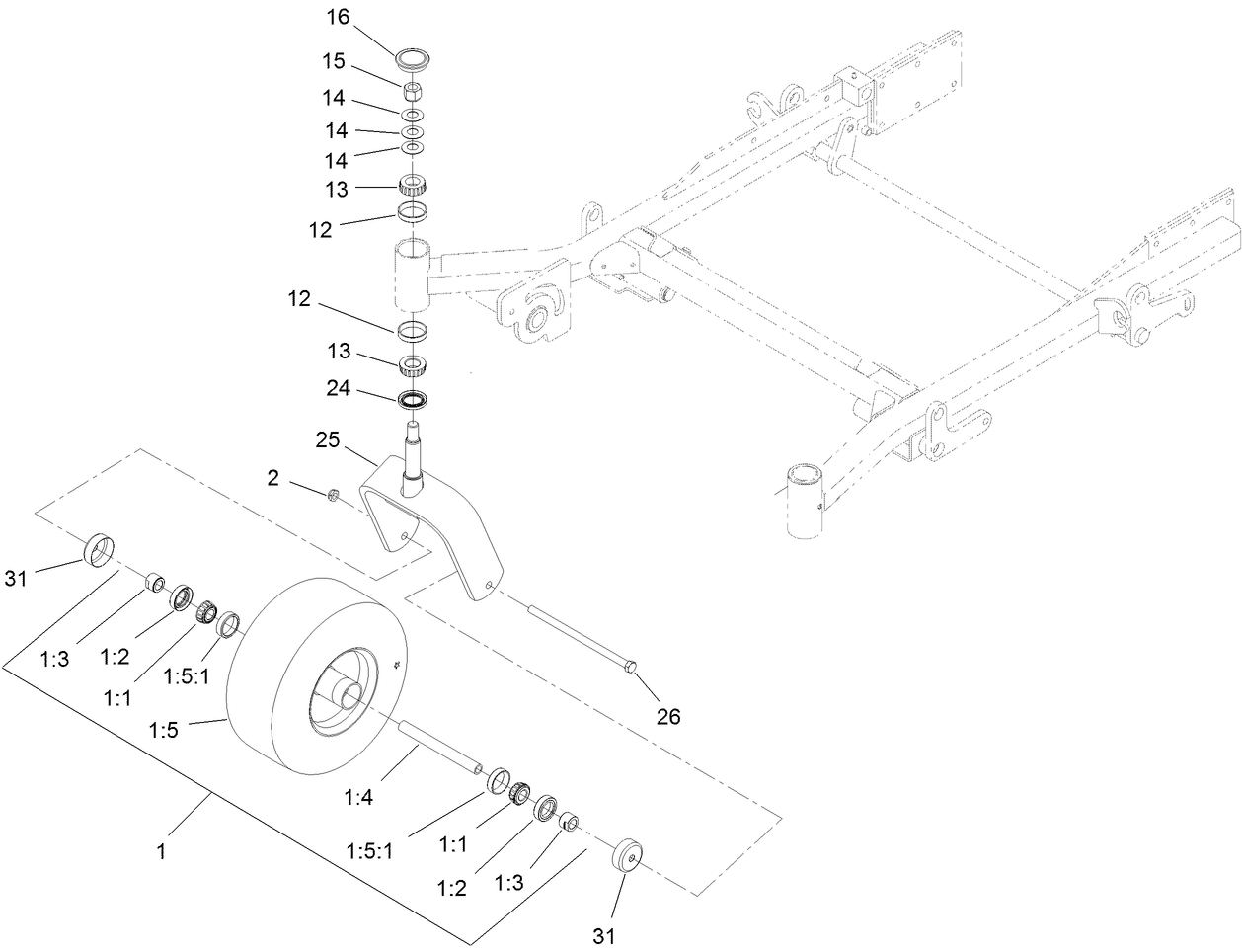 Fork, Caster Wheel Assembly