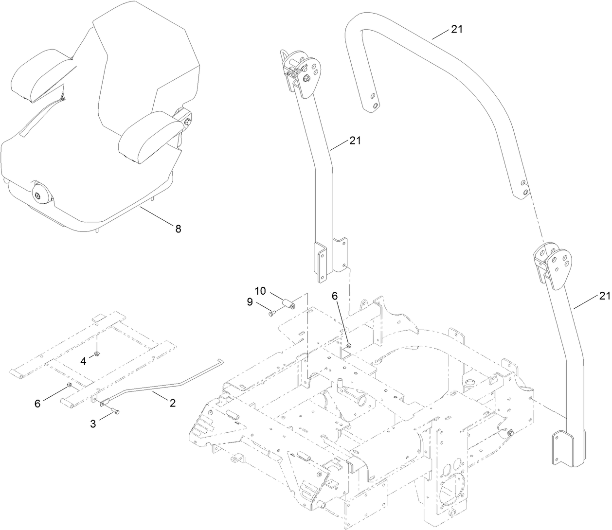 Seat and Roll-Over Protection System Assembly