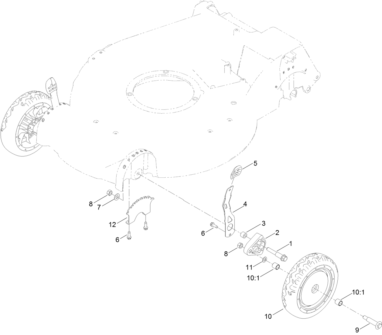 Front Wheel and Height-of-Cut Assembly