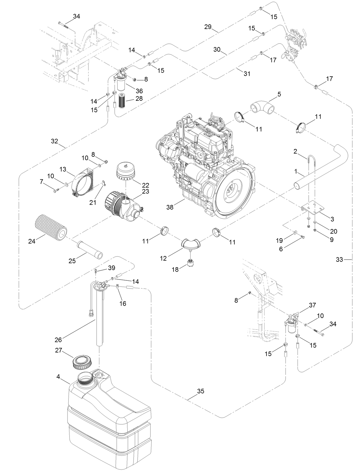 Engine, Fuel and Suction Assembly