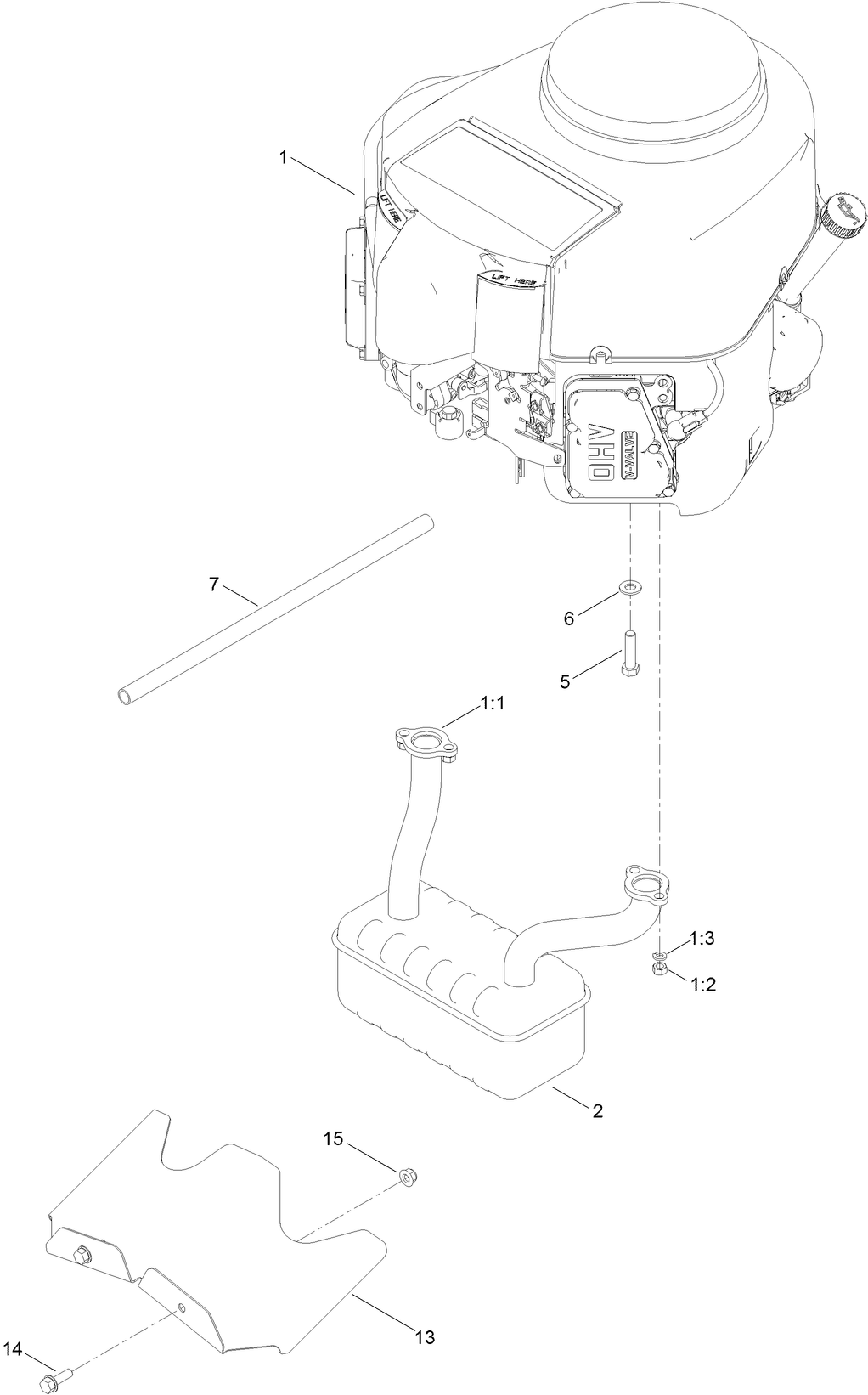 Engine and Muffler Assembly