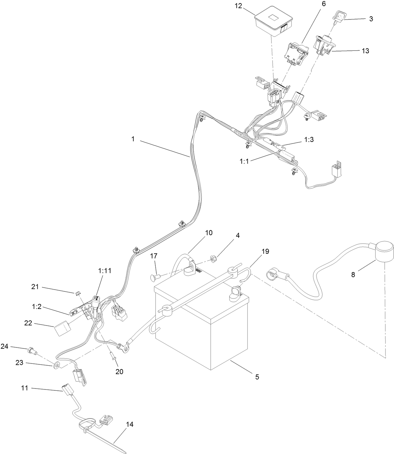 Electrical Harness and Battery Assembly