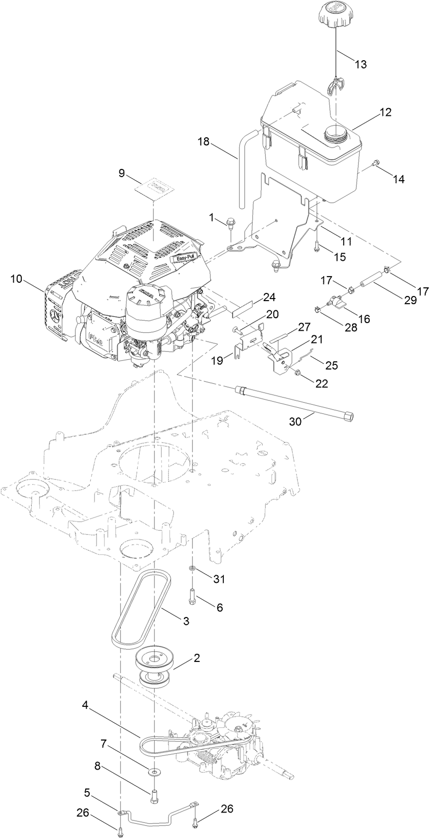 Engine and Fuel Tank Assembly