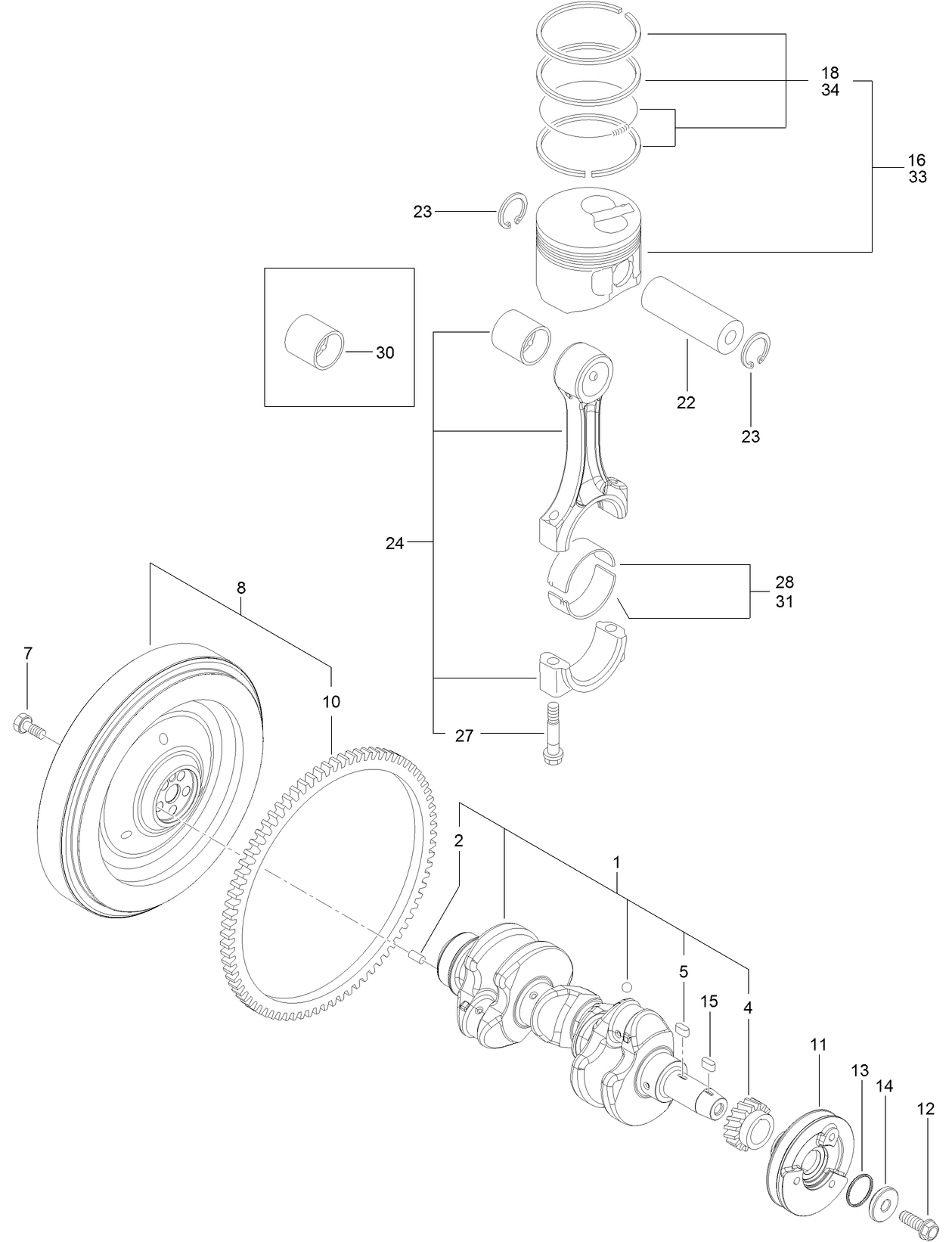 Crankshaft and Piston Assembly