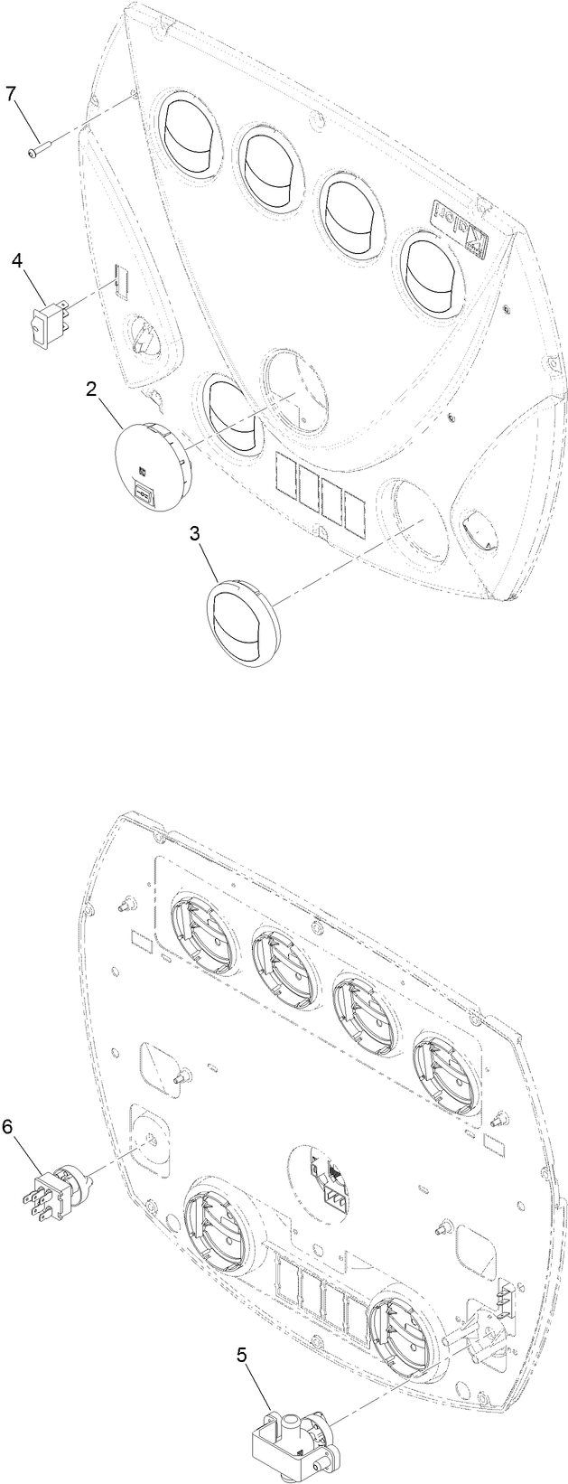 Cab Roof A/C and Heat Control Panel Assembly No. 137-1357