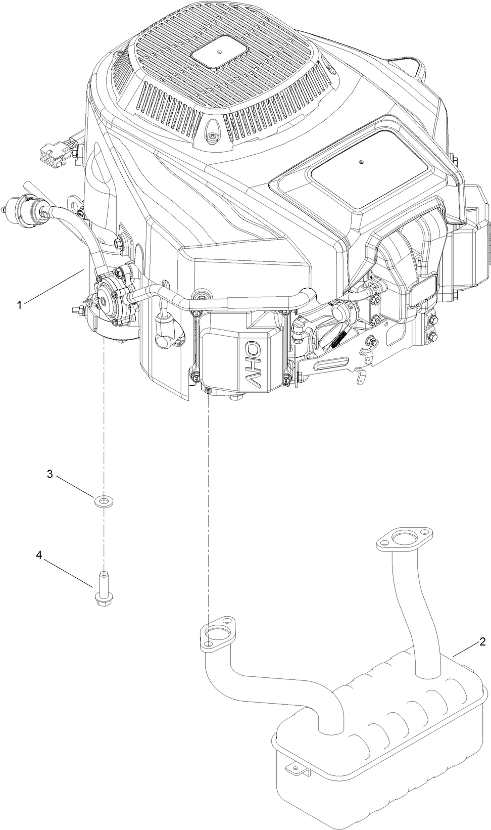 Engine and Muffler Assembly