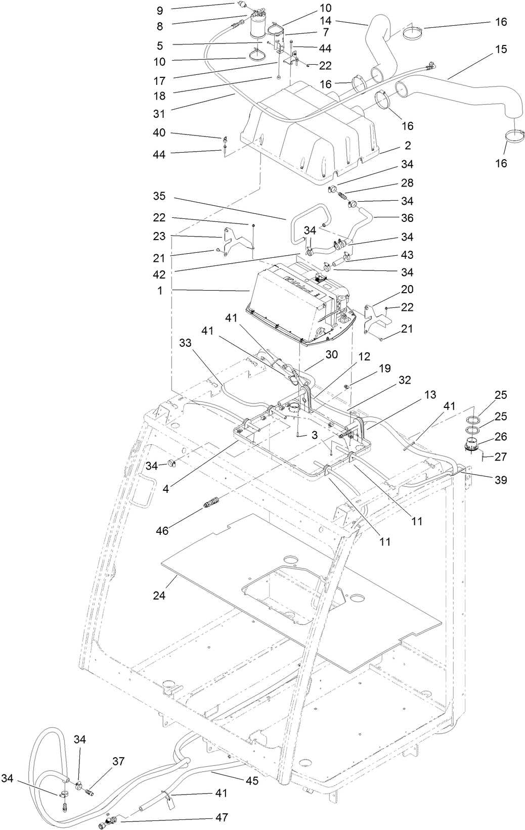 Cab Roof A/C and Heat Assembly