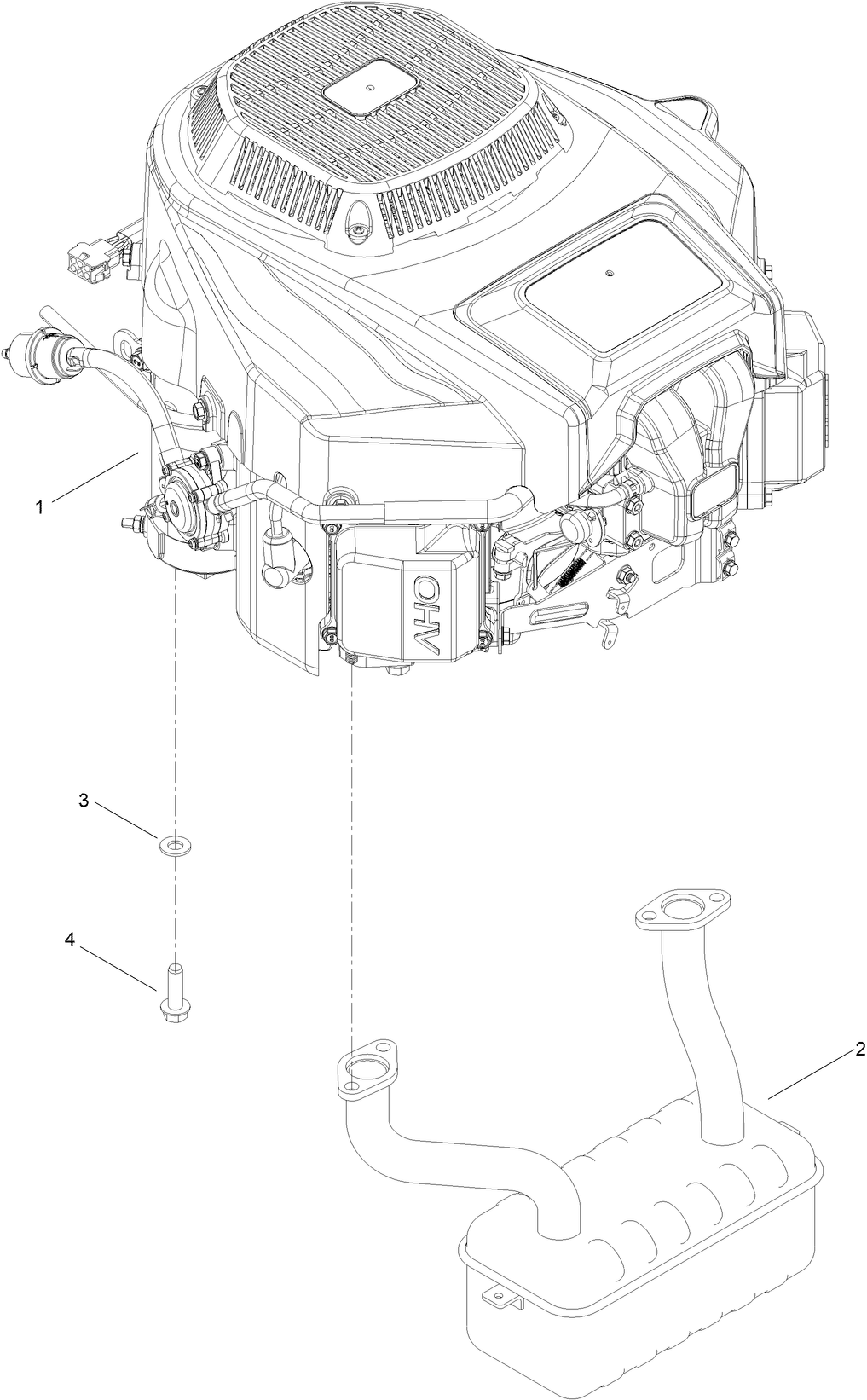 Engine and Muffler Assembly