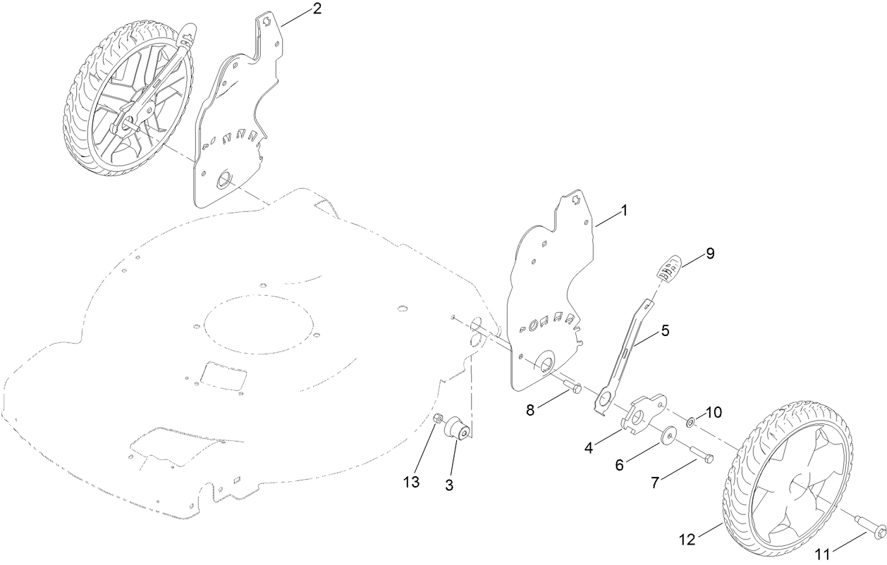 Rear Wheel and Height-of-Cut Assembly