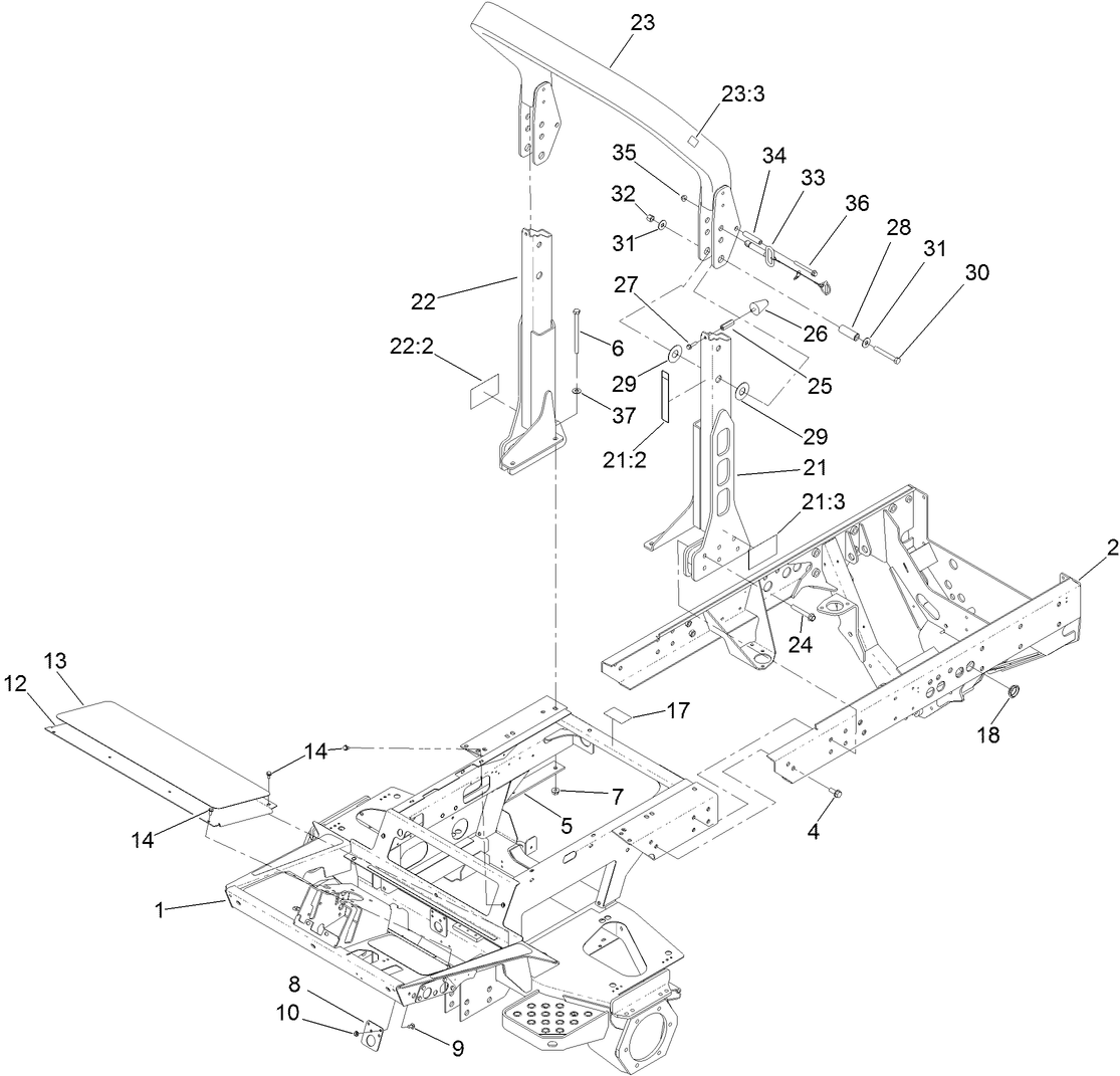Frame and Roll-Over Protection System Assembly