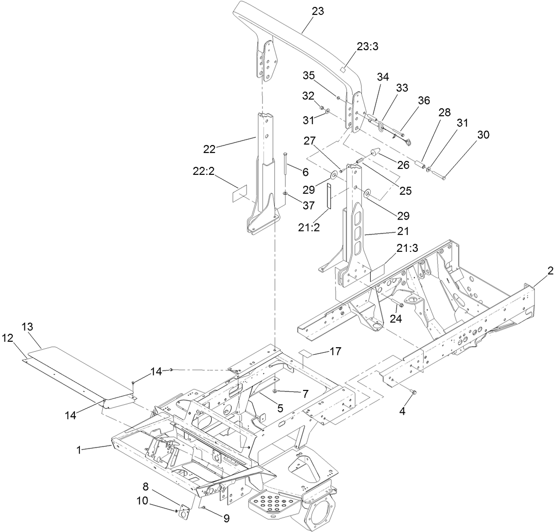 Frame and Roll-Over Protection System Assembly
