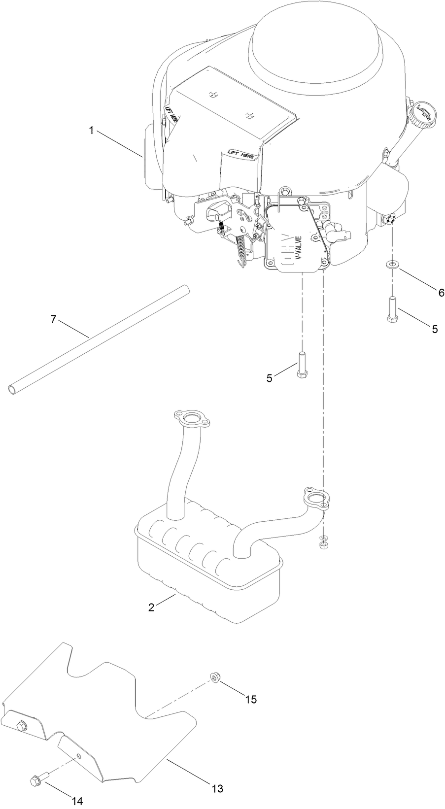 Engine and Muffler Assembly