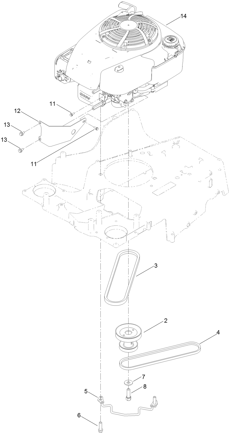 Engine and Belt Assembly