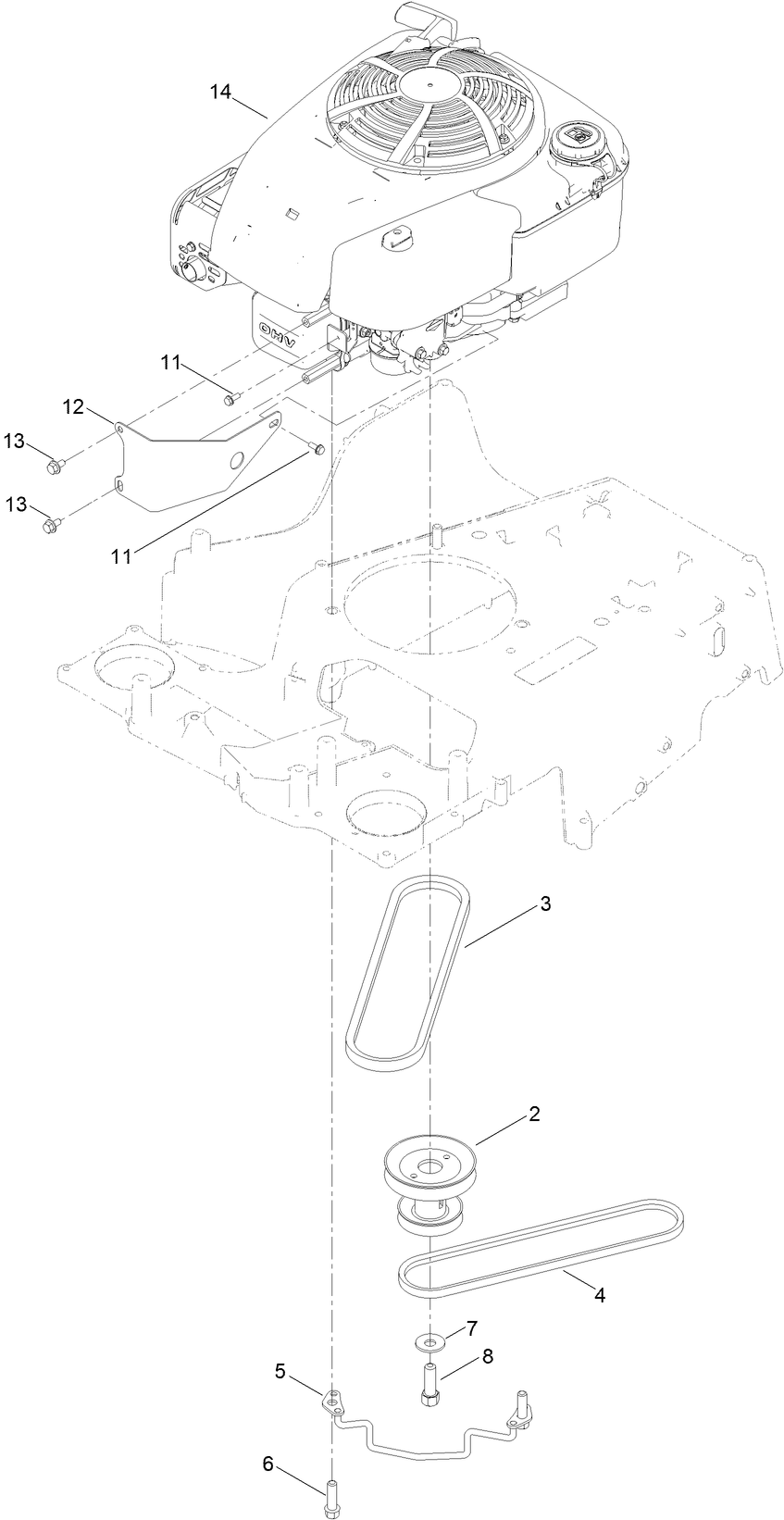 Engine and Belt Assembly