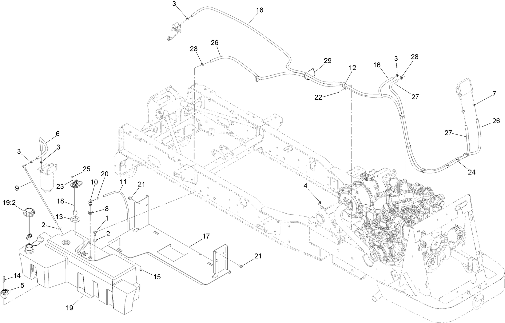 Fuel Tank and Line Assembly