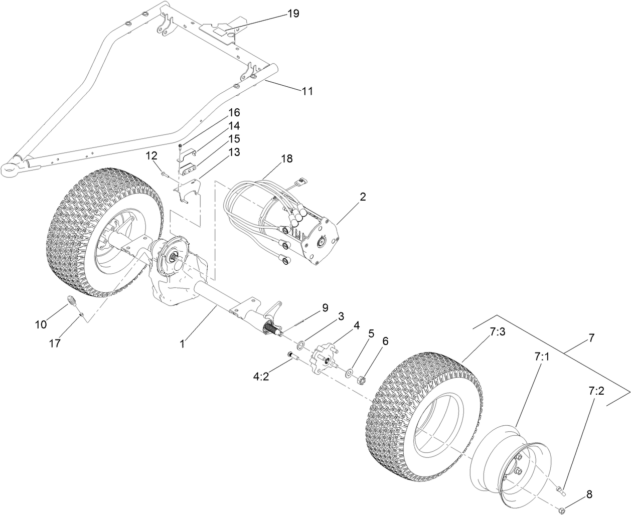 Rear Axle and Motor Assembly