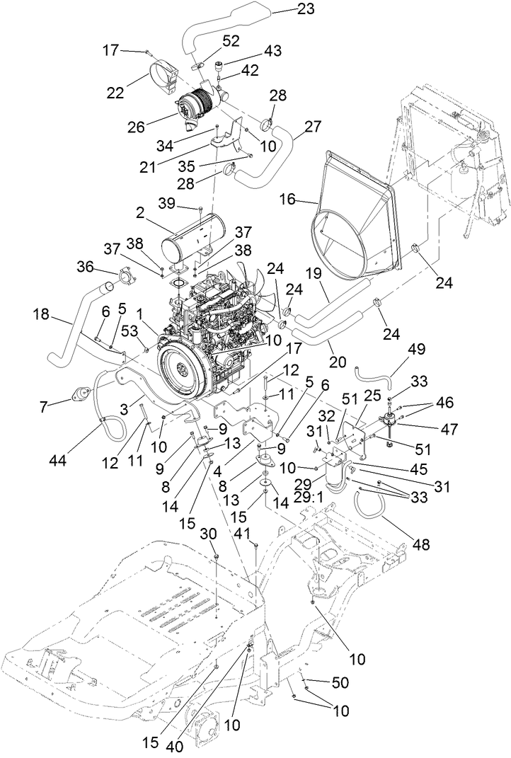 Engine, Air Cleaner and Exhuast Assembly