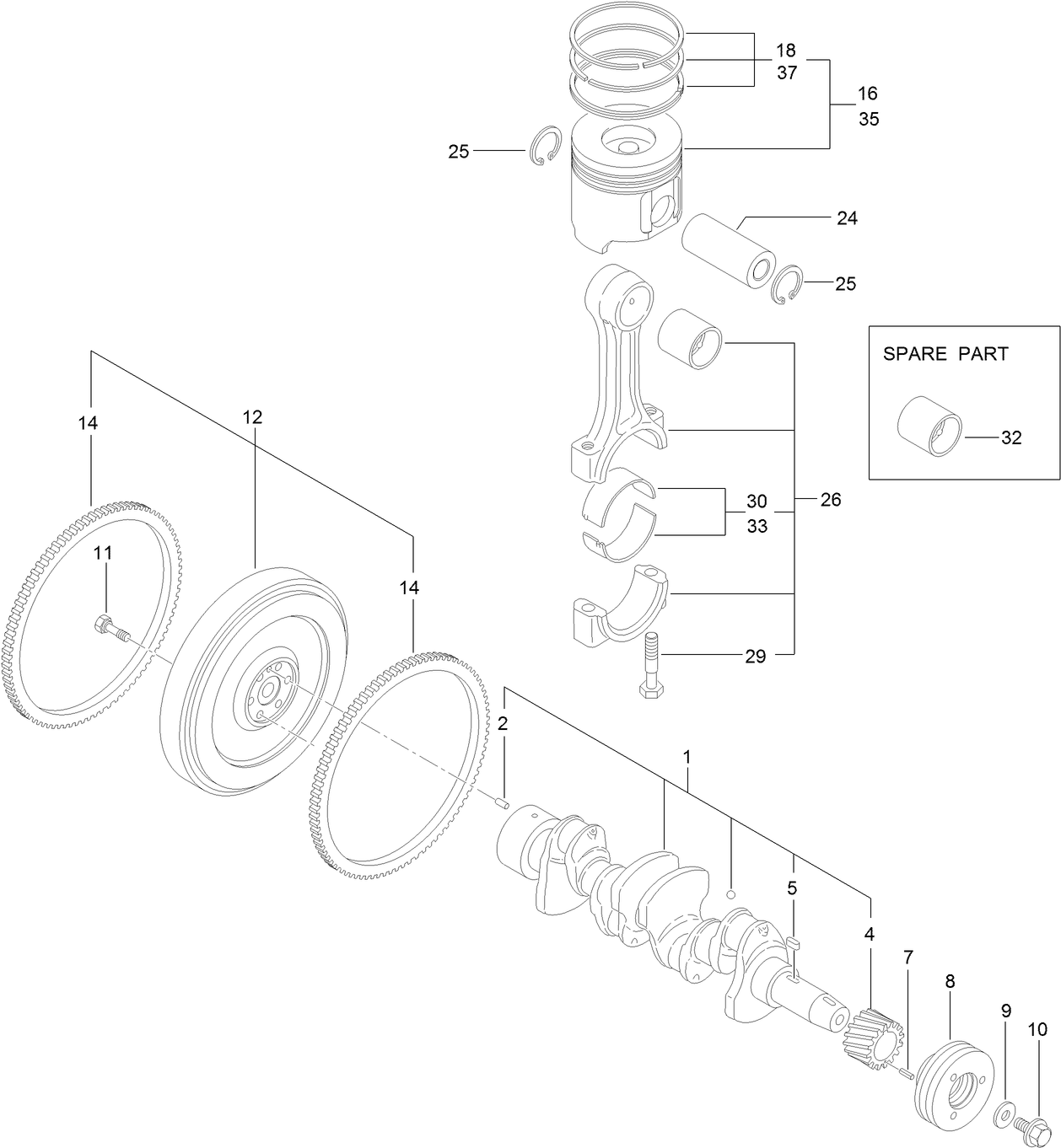 Crankshaft and Piston Assembly