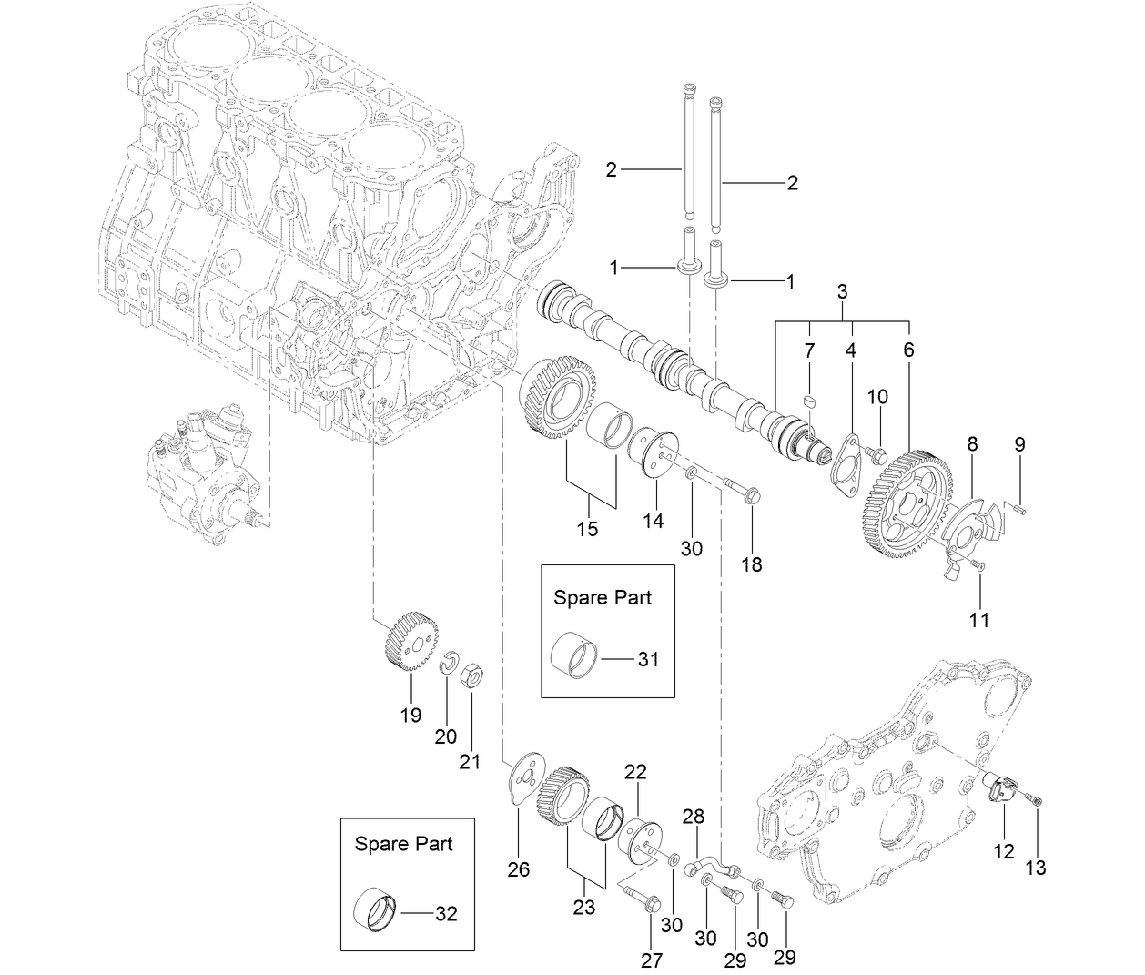 Camshaft and Driving Gear Assembly