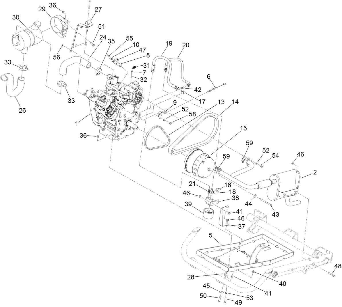 Engine, Clutch and Air Cleaner Assembly