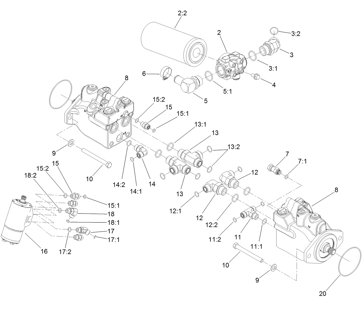 Drive Motor, Steer Valve and Filter Head Assembly