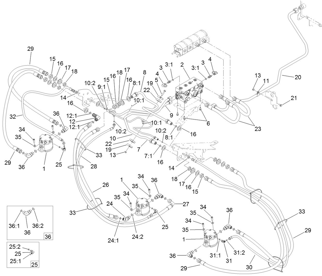 Deck No. 1, 4 and 5 Hydraulic Circuit Assembly