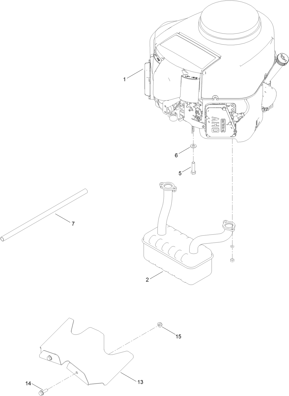 Engine and Muffler Assembly