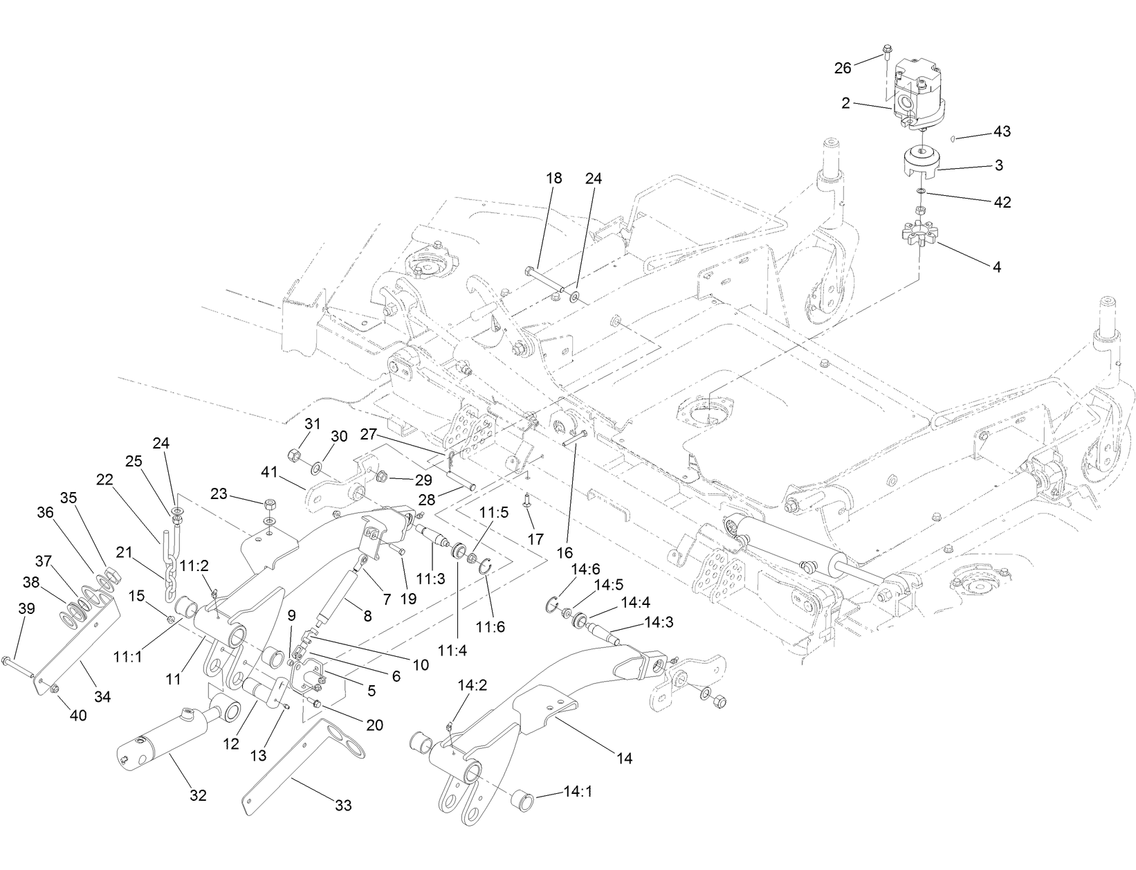 Front Deck Lift Arm Assembly