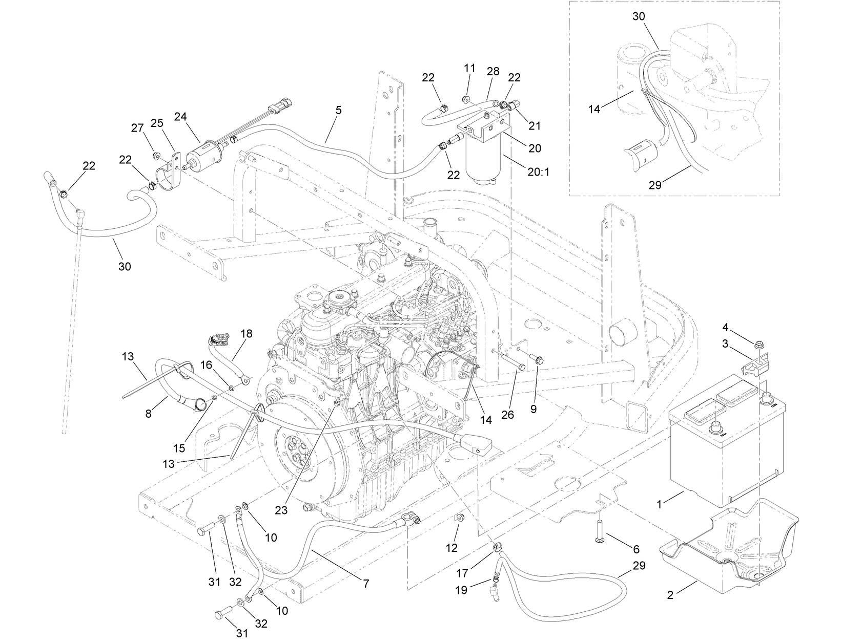 Battery and Fuel Delivery Assembly